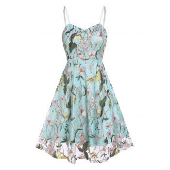 

Embroidered Floral Lace Layers Fit And Flare Dress, Multicolor a