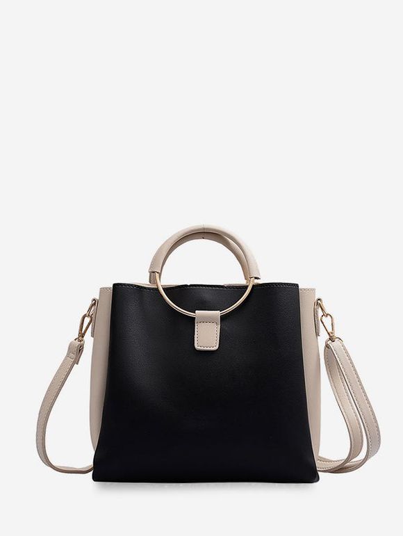 Sac à Main Carré Bicolore - Noir 