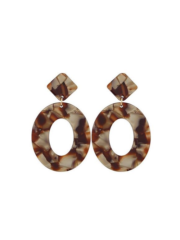 Boucles d'Oreilles Marbrées Evidées Ovales - Brun 