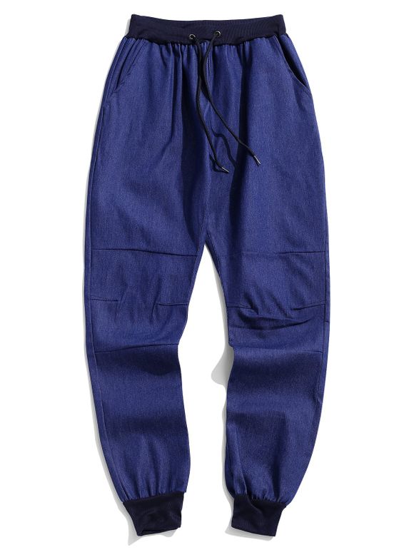 Pantalon de Jogging Décontracté Jointif en Couleur Unie - Bleu S