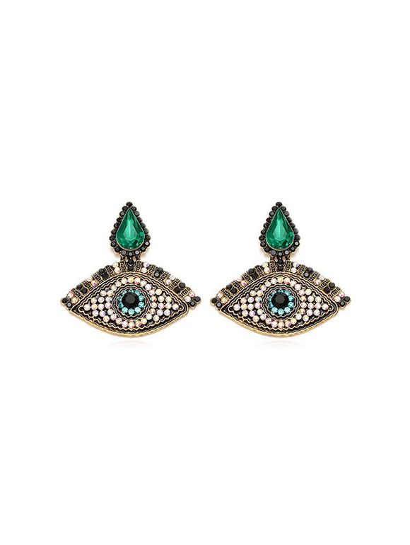 Boucles d'Oreilles Œil en Fausse Gemme avec Strass - Or 