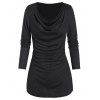 T-shirt Chiné Drapé à Manches Longues - Cendre gris 2XL