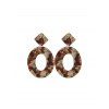 Boucles d'Oreilles Marbrées Evidées Ovales - Brun 