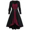 Robe Haute Basse à Carreaux de Grande Taille à Lacets - Rouge Vineux L