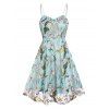 Robe Ajustée Evasée Superposée Florale Brodée en Dentelle - multicolor A L