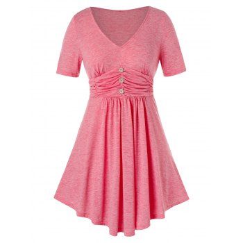 

Plus Size Ruched Short Sleeve Tunic Tee, Valentine red