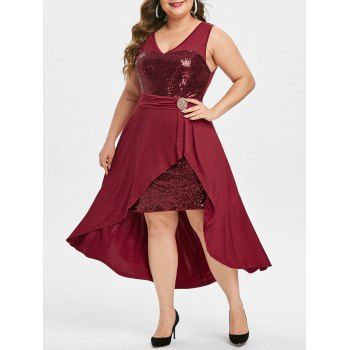 Image of Plus Size Sequin High Low Party Dress