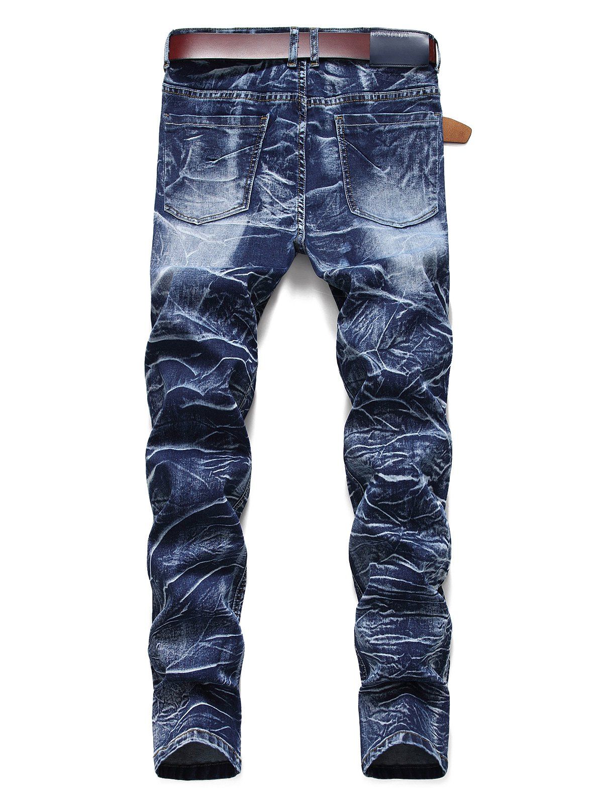 [21% OFF] 2020 Leisure Printed Zipper Fly Jeans In DENIM DARK BLUE ...