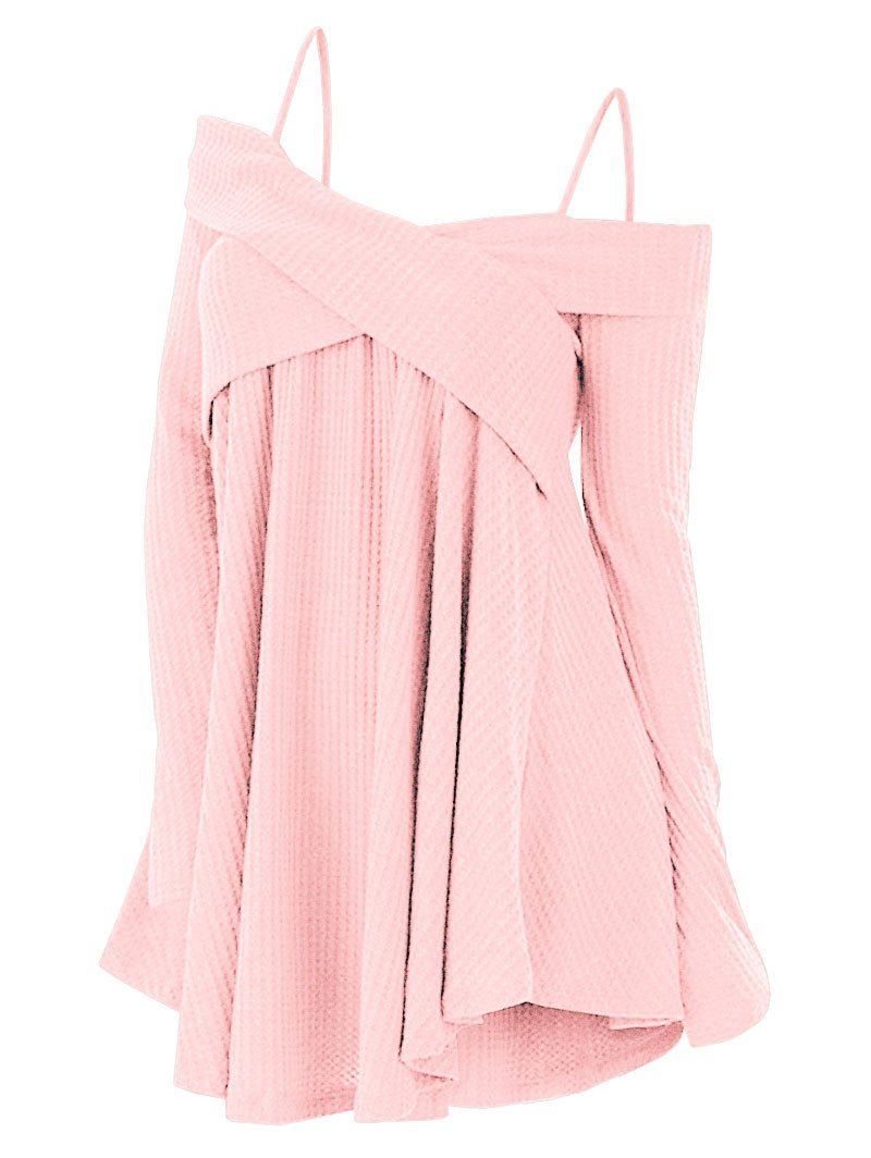 

Plus Size Cold Shoulder Criss Cross Cami Knitwear, Pink