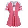 Haut Panneau Rayé en Blocs de Couleurs Grande Taille à Lacets - Rouge Blush 1X