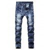 Leisure Printed Zipper Fly Jeans - DENIM DARK BLUE 34