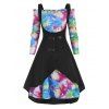 Robe Débardeur Haute Basse Galaxie et Teinté à Epaule Dénudée de Grande Taille - Noir 2X