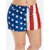 Star and Striped American Flag Plus Size Swim Shorts - OCEAN BLUE 1X