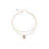 Collier Superposé Fleur Rose Pendant avec Strass - Or 
