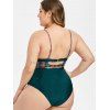 Checked Lattice Ruched Plus Size Underwire Bikini Swimsuit - DARK FOREST GREEN 5X