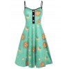 Star Sun And Moon Mock Buttons Plus Size Cami Dress - GREEN 4X