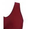 Twist Hem Flamingo Leaves Print Plus Size Tankini Swimsuit - RED WINE 4X