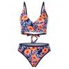 Maillot de Bain Bikini Enveloppant Fleuri Imprimé Grande-Taille - multicolor 3X