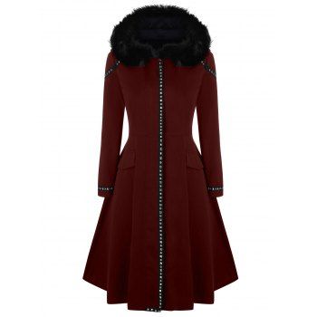 Image of Plus Size Hooded Faux Fur Panel Tunic Coat