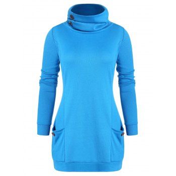 

Cowl Neck Tunic Sweatshirt, Turquoise