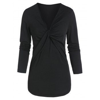 

Front Twist Low Cut T Shirt, Black