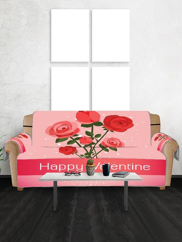 Housse de Canapé Motif de Fleur Saint-Valentin - Rose Pastèque THREE SEATS