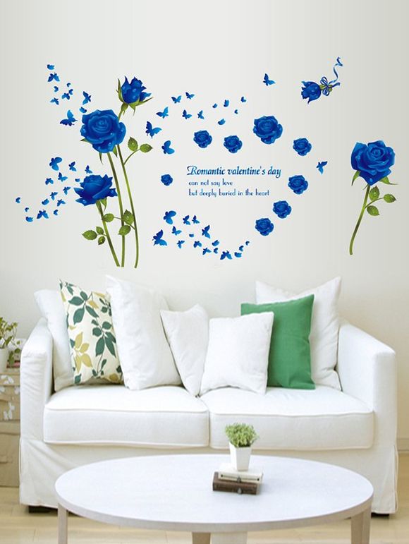 Fleurs Saint Valentin Imprimer mur décoratif Art Autocollants - multicolor 60*90CM