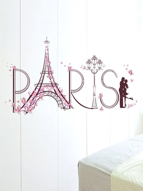 Paris Saint Valentin Couple Imprimer mur décoratif Art Autocollants - multicolor 60*90CM