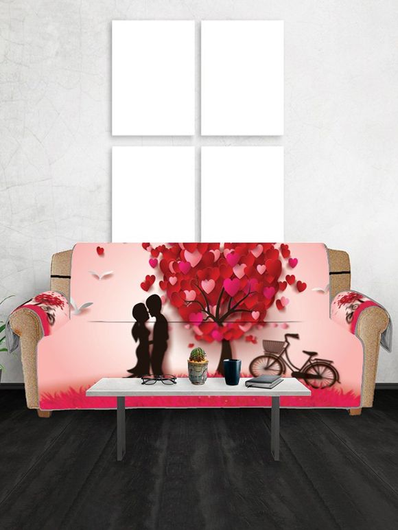 Housse de Canapé Cœur Design Saint-Valentin - Rose Flamant THREE SEATS