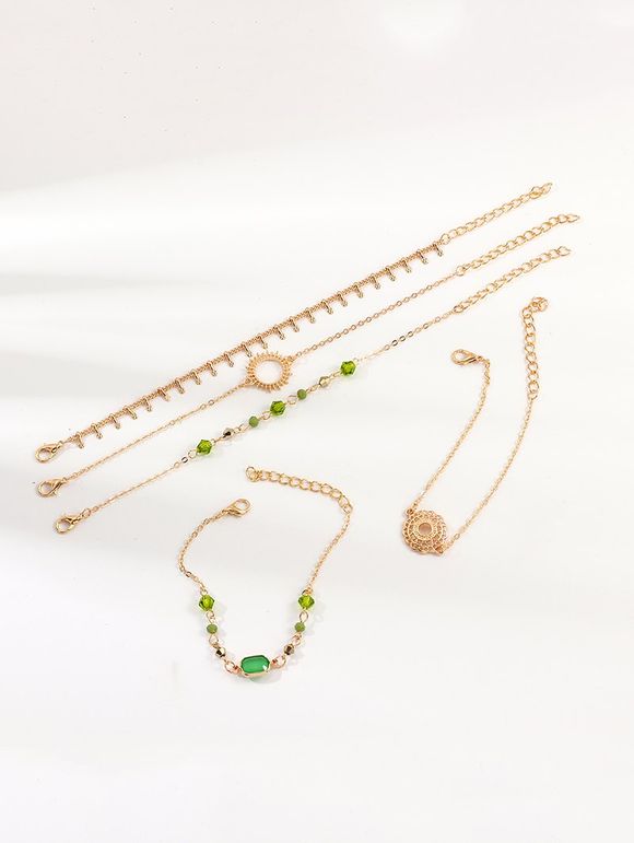 Ensemble de Bracelet Ethnique Géométrique en Fausse Gemme 5 Pièces - Or 