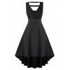 Robe Haute Basse en Dentelle sans Manches de Grande Taille à Col V - Noir 2X