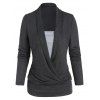 T-shirt Chiné à Manches Longues Fausse Deux Pièces - Gris Carbone XL