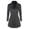 T-shirt Chiné Ourlet Courbe à Col Bénitier - Gris Carbone XL