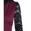 Hooded Lace Sleeve High Low Midi Dress - MAROON XL