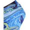 Galaxy Print Tie Ruched Peplum Tankini Swimsuit - LIGHT BLUE S