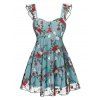 Débardeur Jupe Fleuri en Dentelle à Volants - multicolor A 3XL