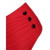 Maillot de Bain Tankini Rayé à Pois Embelli de Bouton - Rouge Vineux S