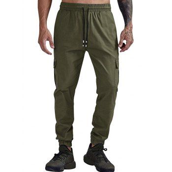 

Solid Color Pocket Casual Jogger Pants, Army green