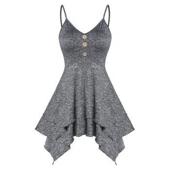 Image of Button Asymmetrical Skirted Cami Tank Top
