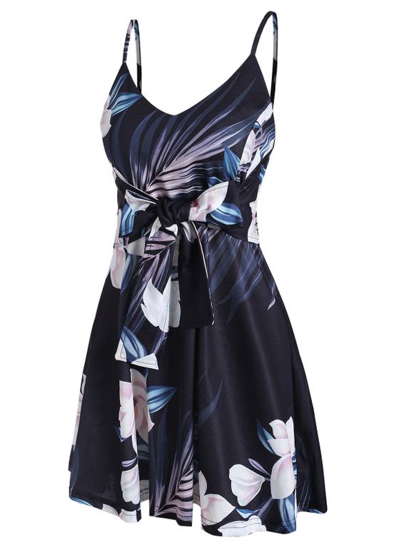 Robe imprimé floral nouée Cami - Noir L