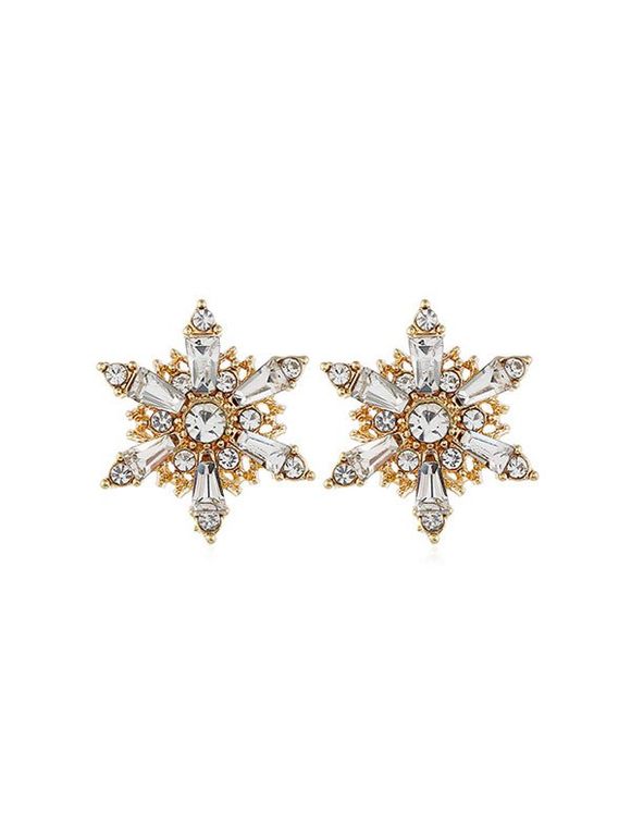 Boucles d'Oreilles Flocon de Neige Evidées avec Strass - Or 