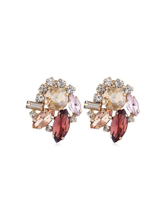 Boucles d'Oreilles Fleuries Colorées avec Strass - multicolor B 