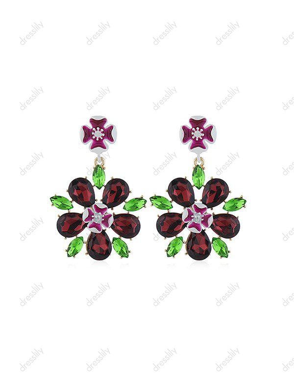 

Flower Rhinestone Stud Drop Earrings, Red