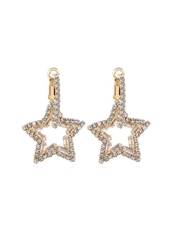 Boucles d'Oreilles Etoile en Strass - Blanc 