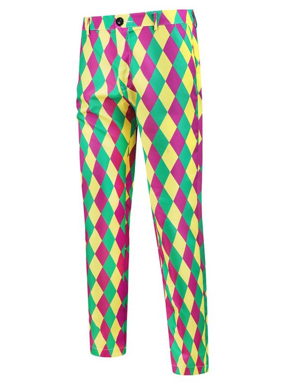 Pantalon Chino Motif de Losange Coloré - multicolor 3XL