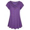 T-shirt Chiné de Grande Taille à Col Châle - Pourpre 4X