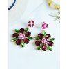 Boucles d'Oreilles Fleur Cloutées avec Strass - Rouge 
