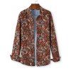 Chemise Vintage Boutonnée Baroque Imprimée - Rouge XL