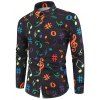 Chemise Motif Note de Musique à Manches Longues - Noir XL