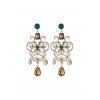 Boucles d'Oreilles Fleur Goutte d'Eau Evidée avec Strass - multicolor 